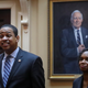 Virginia Lt. Governor Justin Fairfax (L) arrives on the Senate floor at the Virginia State Capitol, February 8, 2019 in Richmond, Virginia.